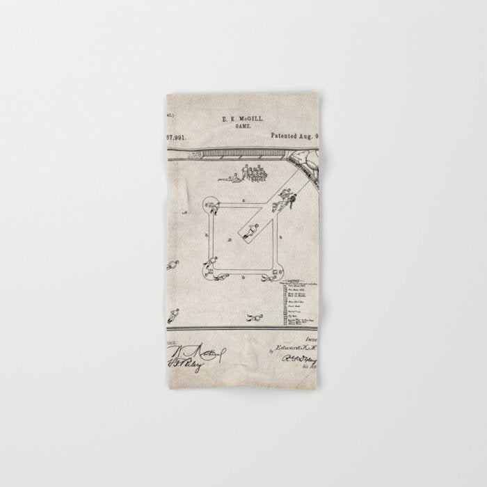 Baseball Patent - Sports Fan Softball Baseball Art - Antique Bath Towel Gallery Image 1