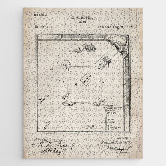 Baseball Patent - Sports Fan Softball Baseball Art - Antique Jigsaw Puzzle Gallery Image 1