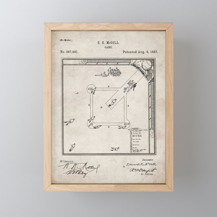 Baseball Patent - Sports Fan Softball Baseball Art - Antique Mini Art Print Gallery Image 1