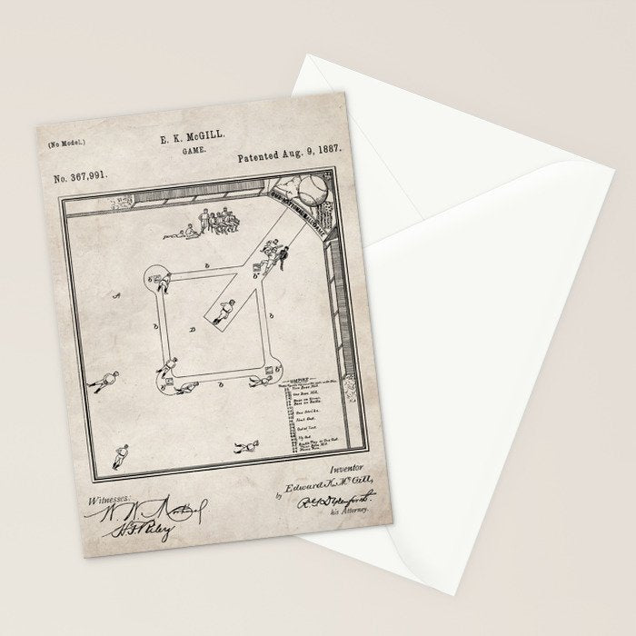 Baseball Patent - Sports Fan Softball Baseball Art - Antique Stationery Card Gallery Image 2