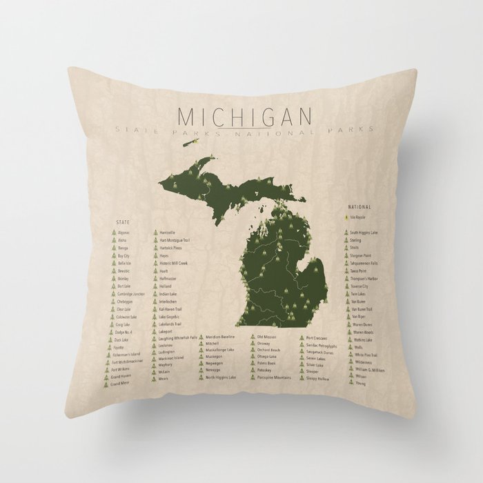 Michigan Parks Throw Pillow Gallery Image 6