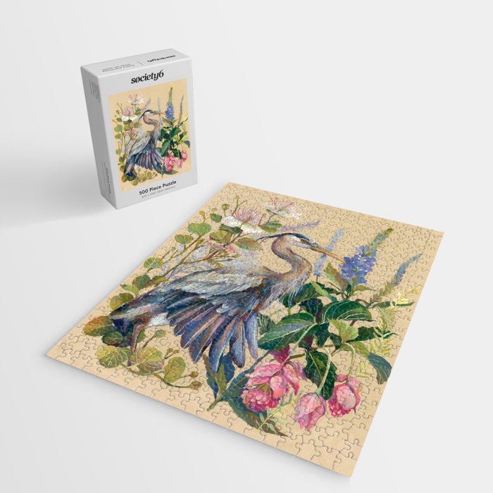 Blue Heron Floral Jigsaw Puzzle Gallery Image 2
