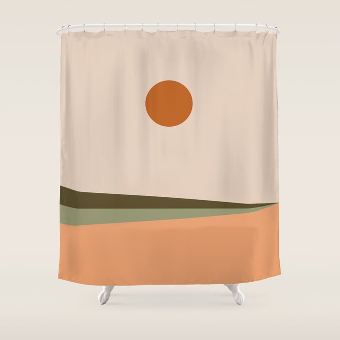 Landscape Minimalism Sun / Moon III Shower Curtain Gallery Image 1
