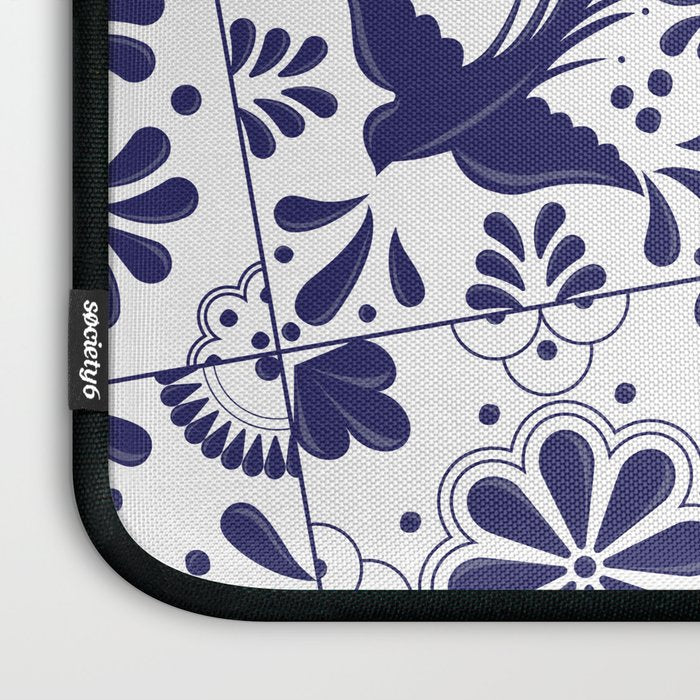 Mexican Talavera Blue Tiles Pattern by Akbaly Laptop Sleeve Gallery Image 3