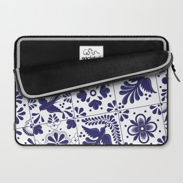 Mexican Talavera Blue Tiles Pattern by Akbaly Laptop Sleeve Gallery Image 2