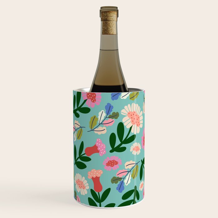 Super Bloom - Bright Floral Pattern Wine Chiller Gallery Image 1