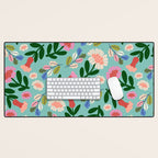 Super Bloom - Bright Floral Pattern Desk Mat Gallery Image 1