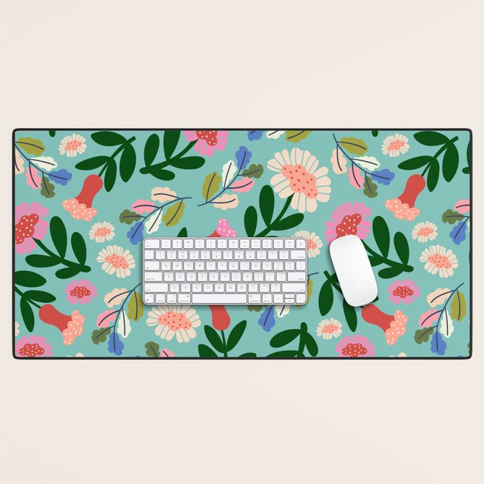 Super Bloom - Bright Floral Pattern Desk Mat Gallery Image 1