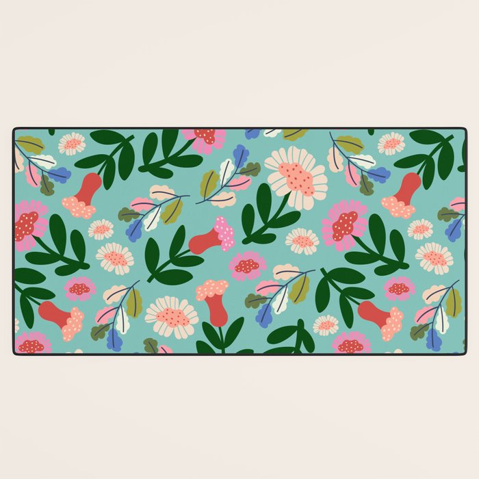Super Bloom - Bright Floral Pattern Desk Mat Gallery Image 3