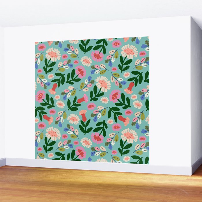 Super Bloom - Bright Floral Pattern Wall Mural Gallery Image 2