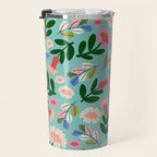 Super Bloom - Bright Floral Pattern Travel Mug Gallery Image 3