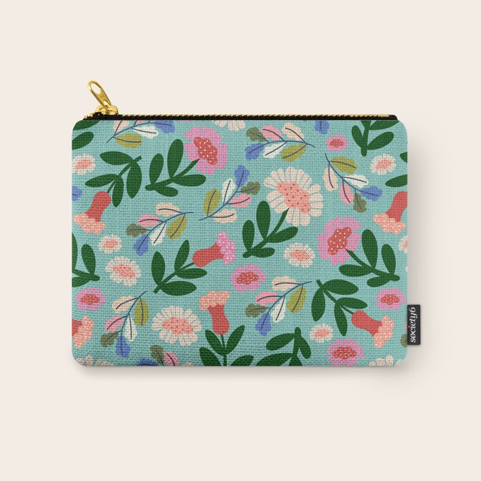 Super Bloom - Bright Floral Pattern Carry All Pouch Gallery Image 1