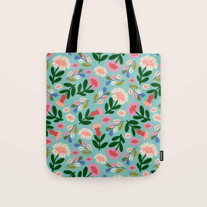 Super Bloom - Bright Floral Pattern Tote Bag Gallery Image 1