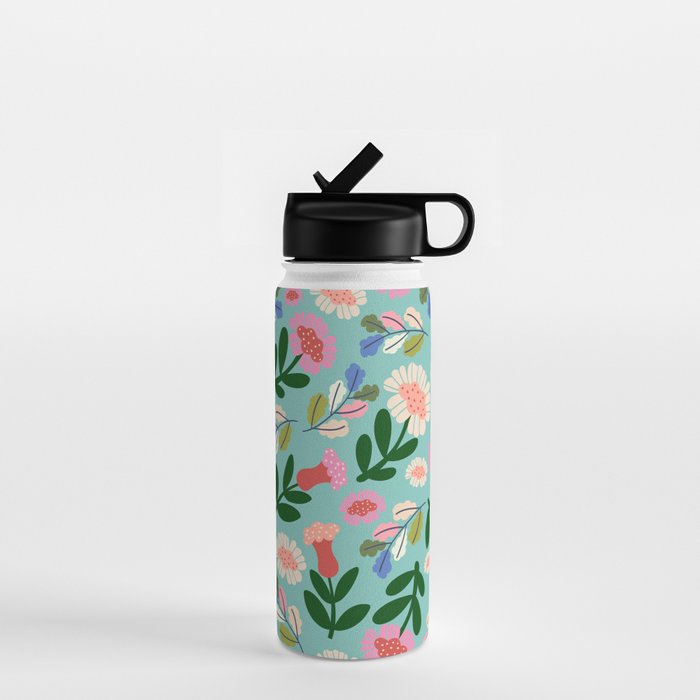 Super Bloom - Bright Floral Pattern Water Bottle Gallery Image 1