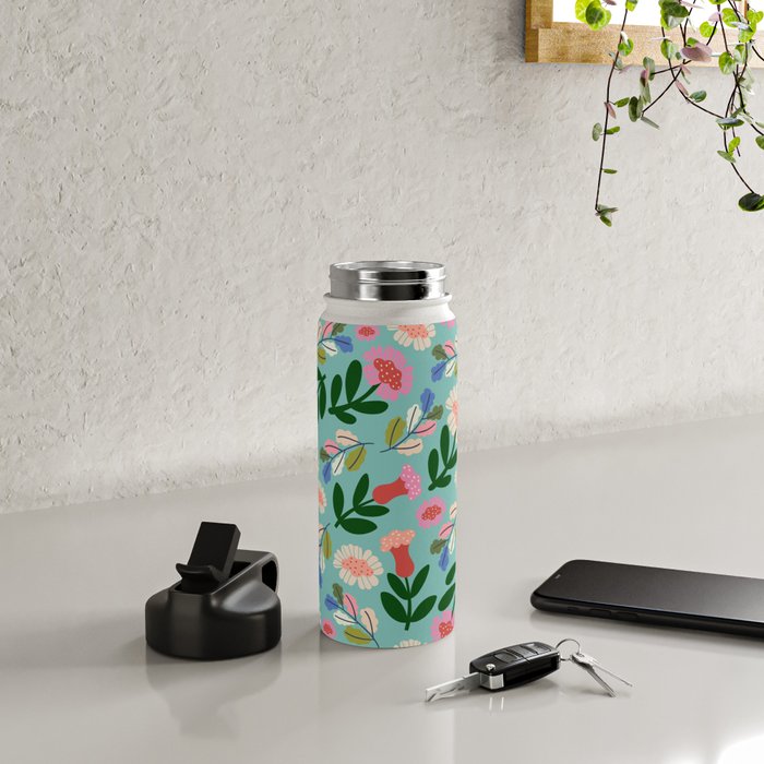 Super Bloom - Bright Floral Pattern Water Bottle Gallery Image 4