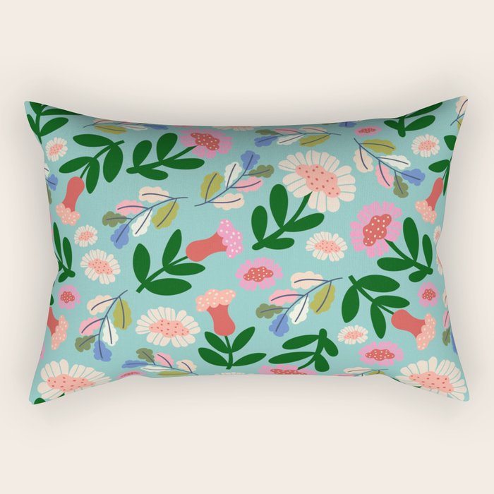 Super Bloom - Bright Floral Pattern Rectangular Pillow Gallery Image 2