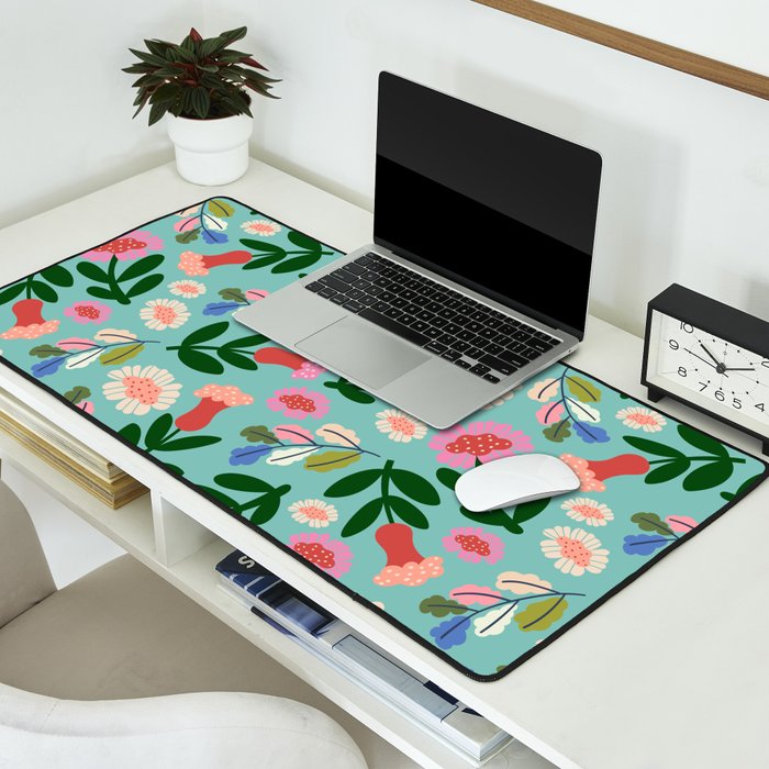 Super Bloom - Bright Floral Pattern Desk Mat Gallery Image 2