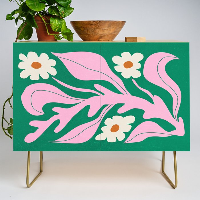 Lavender & Tropical Green: Les Fleurs | Flower Market Color Series 08 Credenza Gallery Image 1