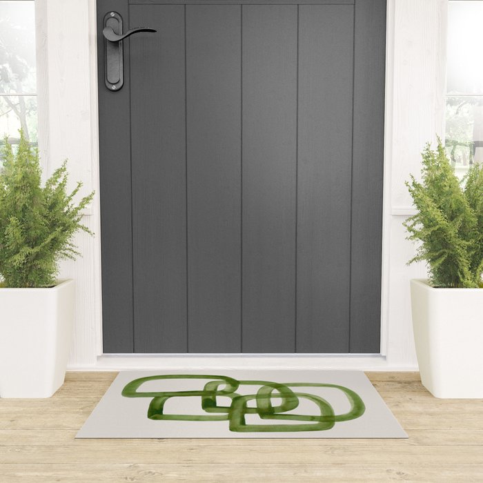 EnShape by Ejaaz Haniff 'Algae Bloom' Green Mid Century Modern Minimal Minimalist Watercolor Abstract Funky Fun Style Welcome Mat Gallery Image 3
