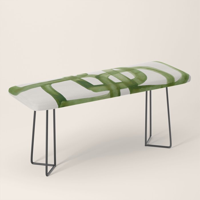 EnShape by Ejaaz Haniff 'Algae Bloom' Green Mid Century Modern Minimal Minimalist Watercolor Abstract Funky Fun Style Bench Gallery Image 1