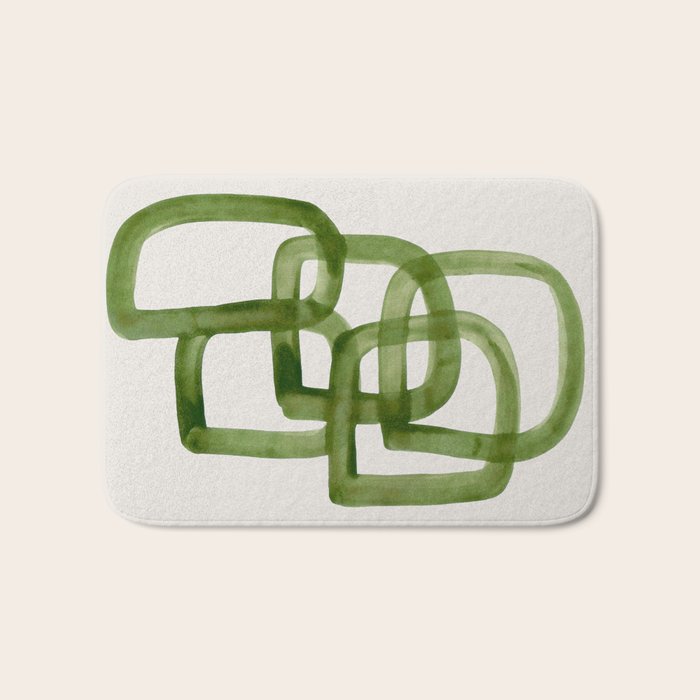 EnShape by Ejaaz Haniff 'Algae Bloom' Green Mid Century Modern Minimal Minimalist Watercolor Abstract Funky Fun Style Bath Mat Gallery Image 1