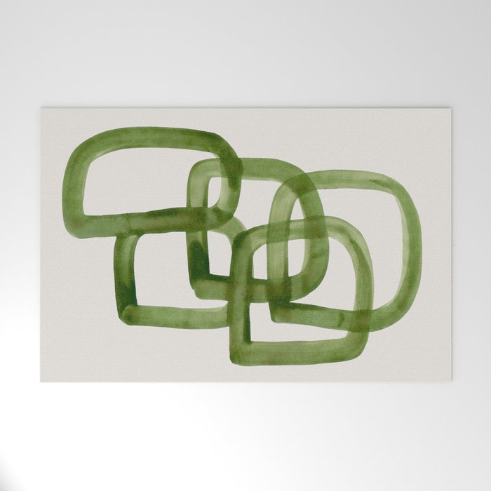 EnShape by Ejaaz Haniff 'Algae Bloom' Green Mid Century Modern Minimal Minimalist Watercolor Abstract Funky Fun Style Welcome Mat Gallery Image 1