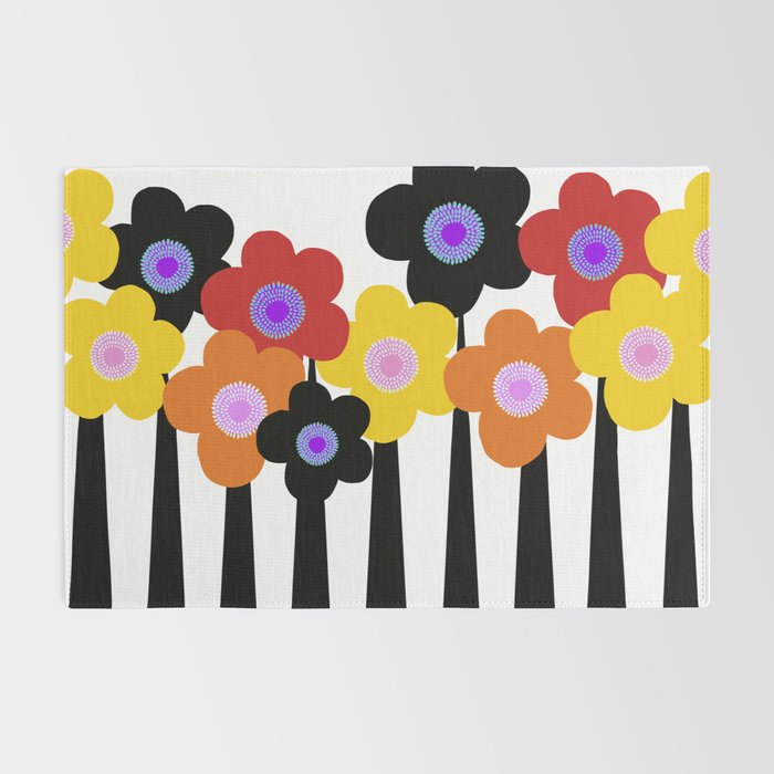 Hello Spring! Colorful Flowers on White #decor #society6 #buyart Rug Gallery Image 2