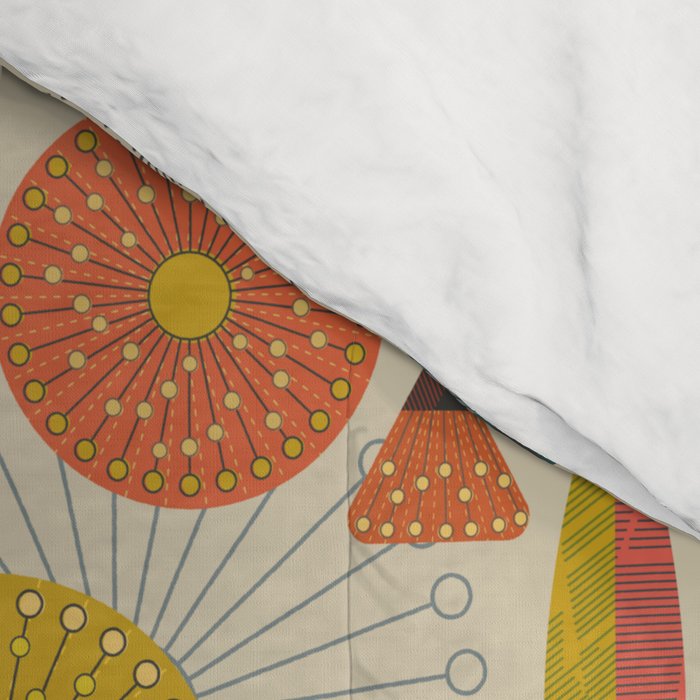 Mid Century Modern Eucalyptus with Retro Vibes Comforter Gallery Image 4