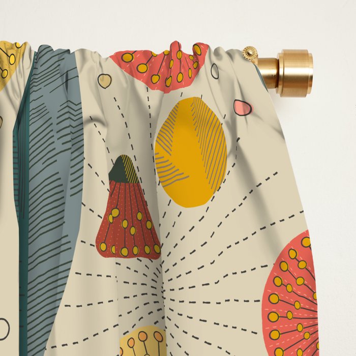 Mid Century Modern Eucalyptus with Retro Vibes Window Curtain Gallery Image 2