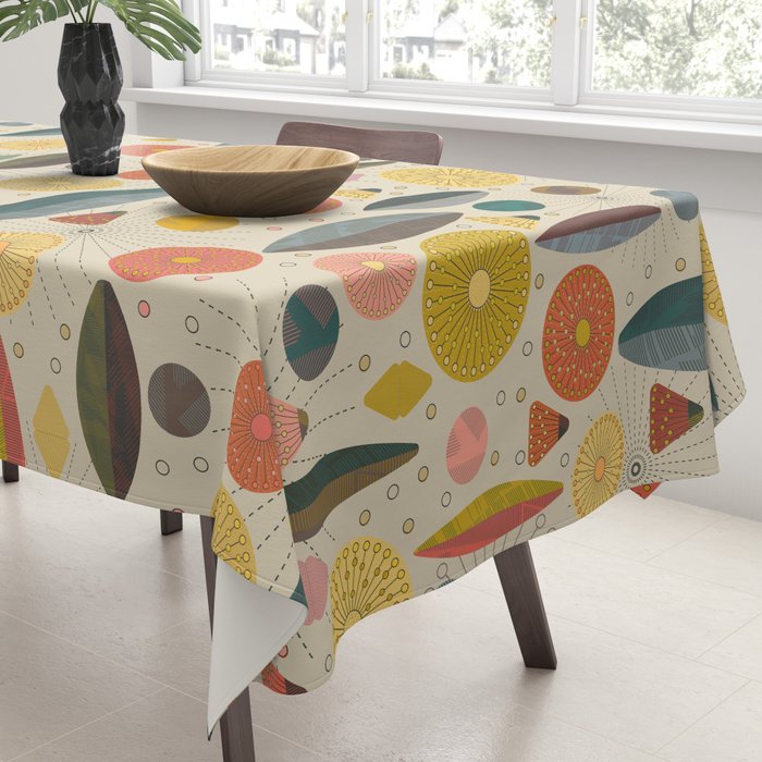 Mid Century Modern Eucalyptus with Retro Vibes Tablecloth Gallery Image 3