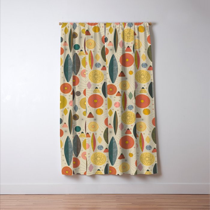 Mid Century Modern Eucalyptus with Retro Vibes Window Curtain Gallery Image 3