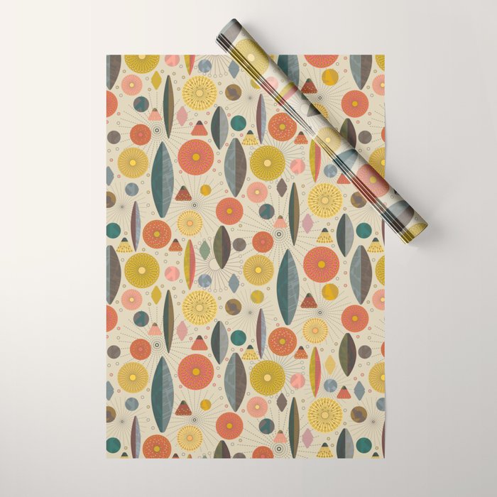 Mid Century Modern Eucalyptus with Retro Vibes Wrapping Paper Gallery Image 1