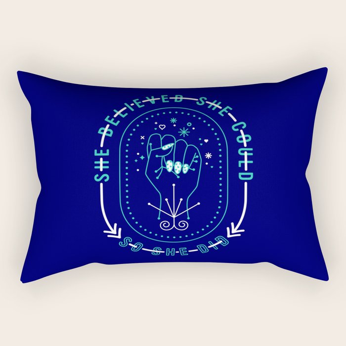 She Believed - Navy & Turquoise Palette Rectangular Pillow Gallery Image 1