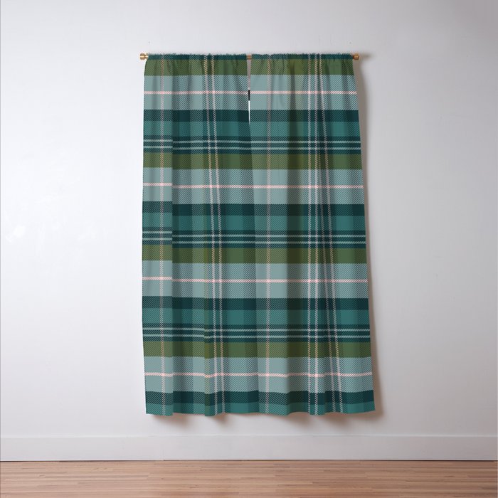 Tartan Plaid - Green, Blue and Pink Window Curtain Gallery Image 3