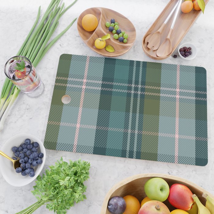 Tartan Plaid - Green, Blue and Pink Cutting Board Gallery Image 2