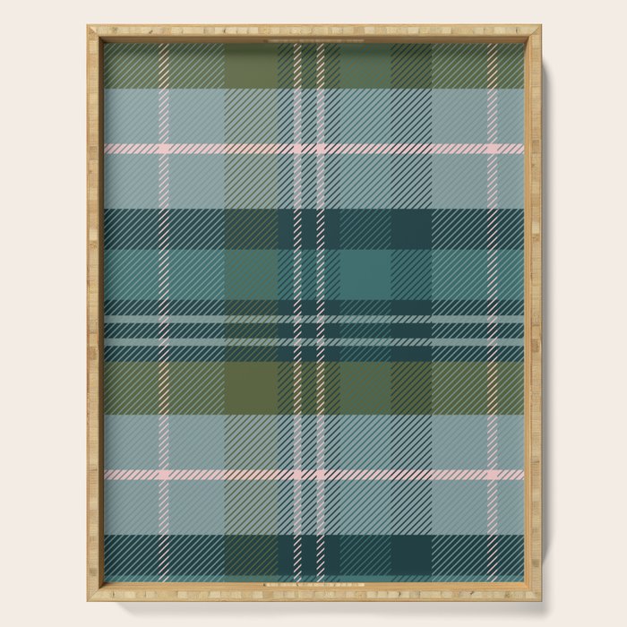 Tartan Plaid - Green, Blue and Pink Serving Tray Gallery Image 1