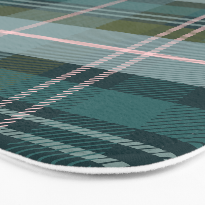 Tartan Plaid - Green, Blue and Pink Bath Mat Gallery Image 3