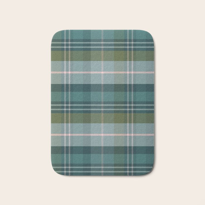 Tartan Plaid - Green, Blue and Pink Bath Mat Gallery Image 1