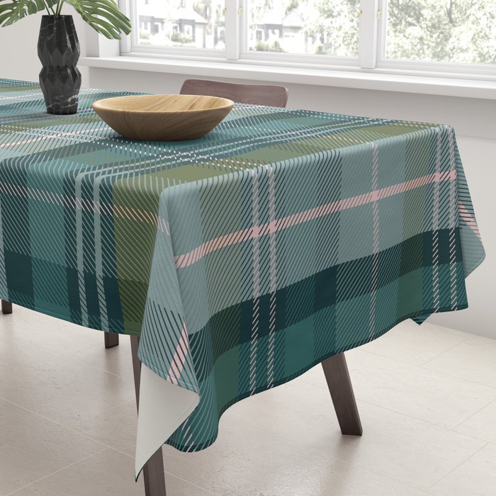 Tartan Plaid - Green, Blue and Pink Tablecloth Gallery Image 3