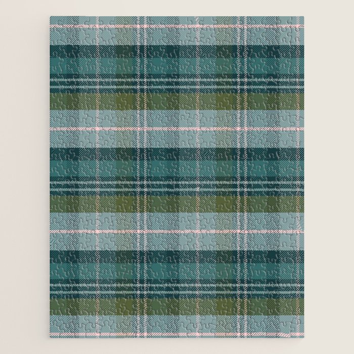 Tartan Plaid - Green, Blue and Pink Jigsaw Puzzle Gallery Image 1