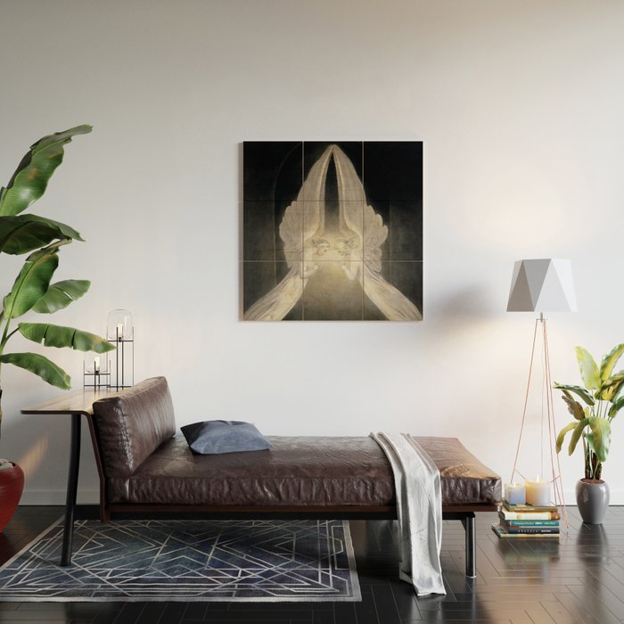 William Blake The Angels hovering over the body of Christ in the Sepulchre Wood Wall Art Gallery Image 2