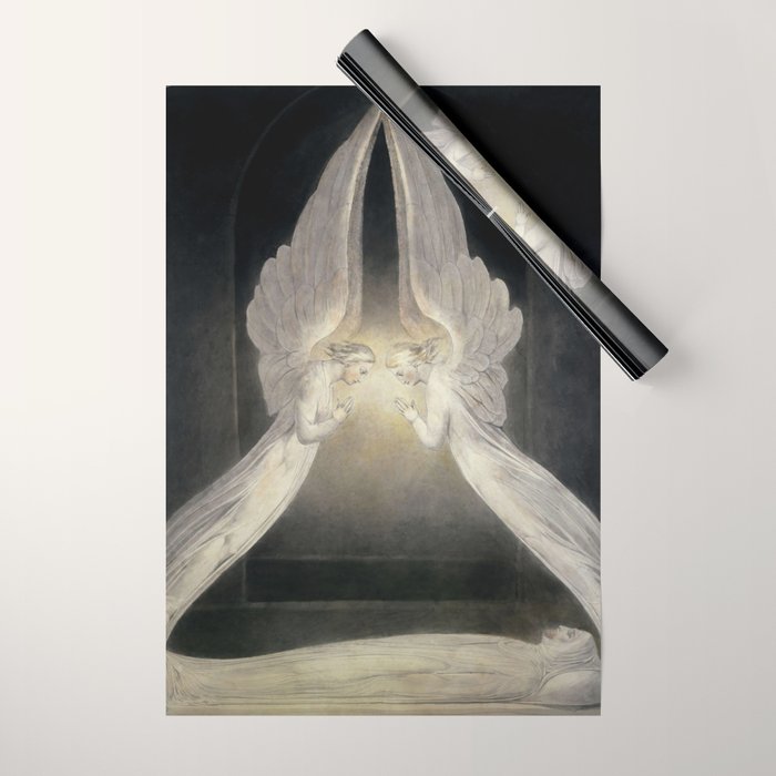 William Blake The Angels hovering over the body of Christ in the Sepulchre Wrapping Paper Gallery Image 1