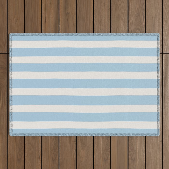 Thick Stripes Baby Blue Outdoor Rug Gallery Image 1
