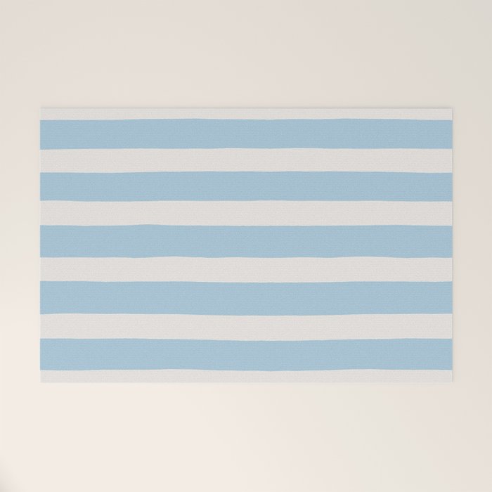 Thick Stripes Baby Blue Welcome Mat Gallery Image 1
