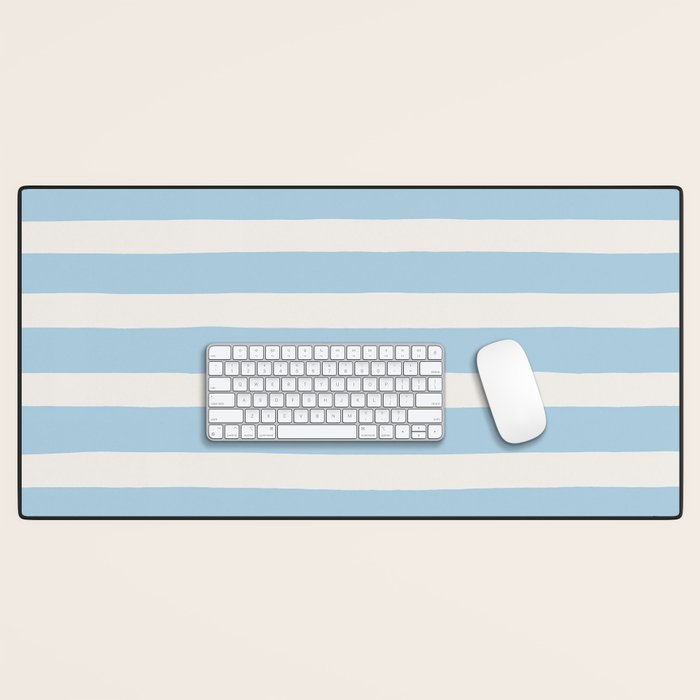 Thick Stripes Baby Blue Desk Mat Gallery Image 1