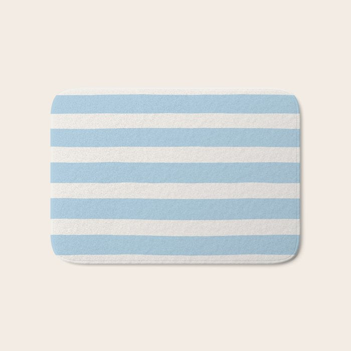 Thick Stripes Baby Blue Bath Mat Gallery Image 1