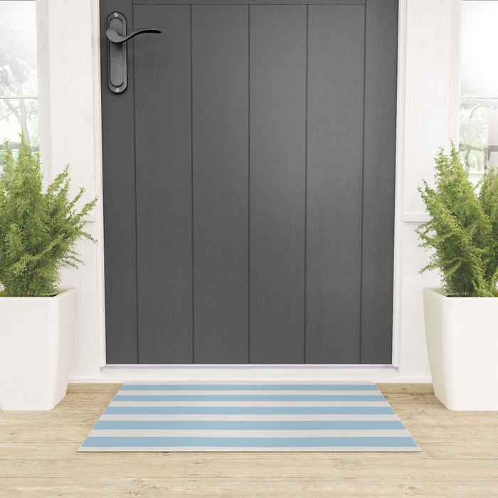 Thick Stripes Baby Blue Welcome Mat Gallery Image 3