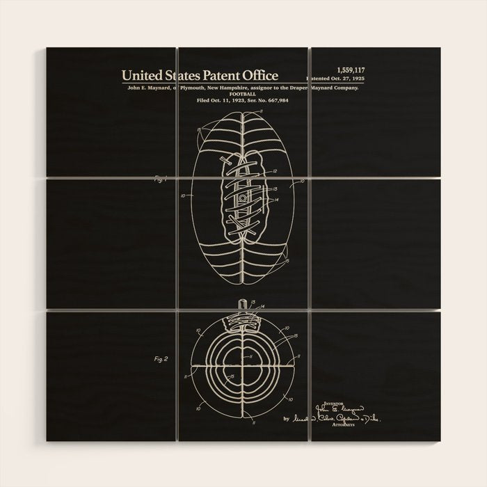 Football Patent - Black Wood Wall Art Gallery Image 1