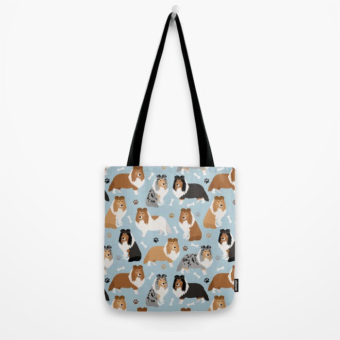 Shetland Sheepdog Sheltie Dog Paws and Bones Pattern Tote Bag Gallery Image 2