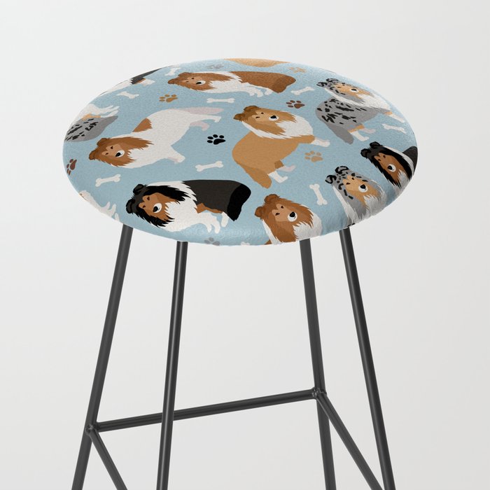 Shetland Sheepdog Sheltie Dog Paws and Bones Pattern Stool Gallery Image 2